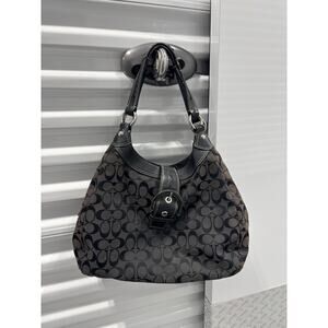 Coach Signature Black Leather Bag Soho Lynn Hobo Shoulder Bag